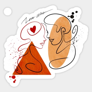 Line illustration of a couples faces Sticker